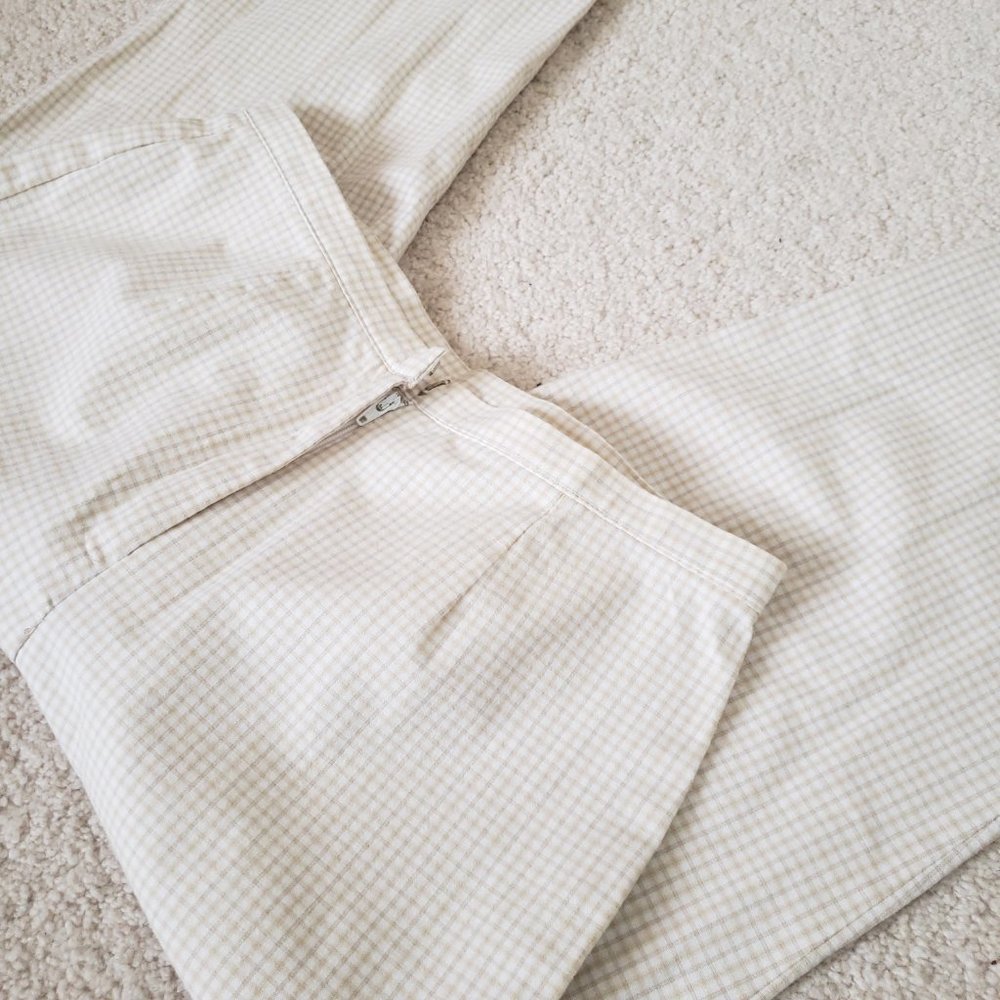 SIGRID OLSEN SPORT | White and Beige Check Pants Trousers Bottoms Women